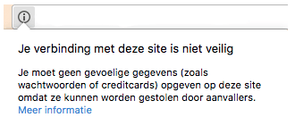 Chrome waarschuwing melding HTTP