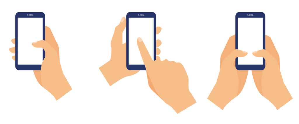 De drie meest voorkomende vormen voor het hanteren van onze mobiel.