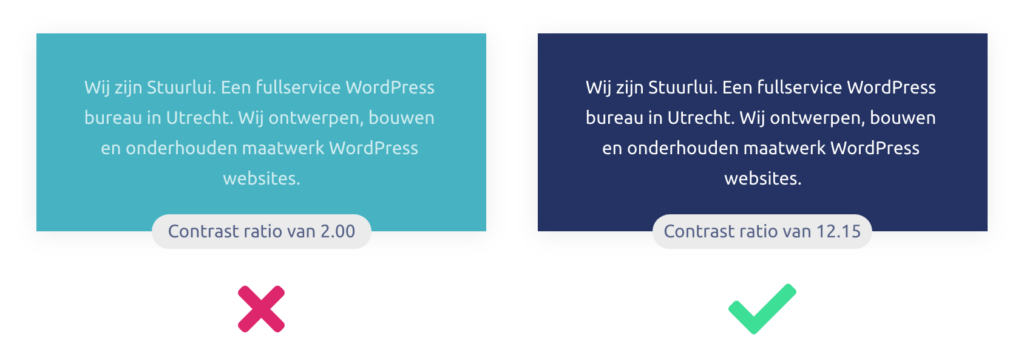 Zorg dat er voldoende contrast is tussen voorgrond en achtergrond