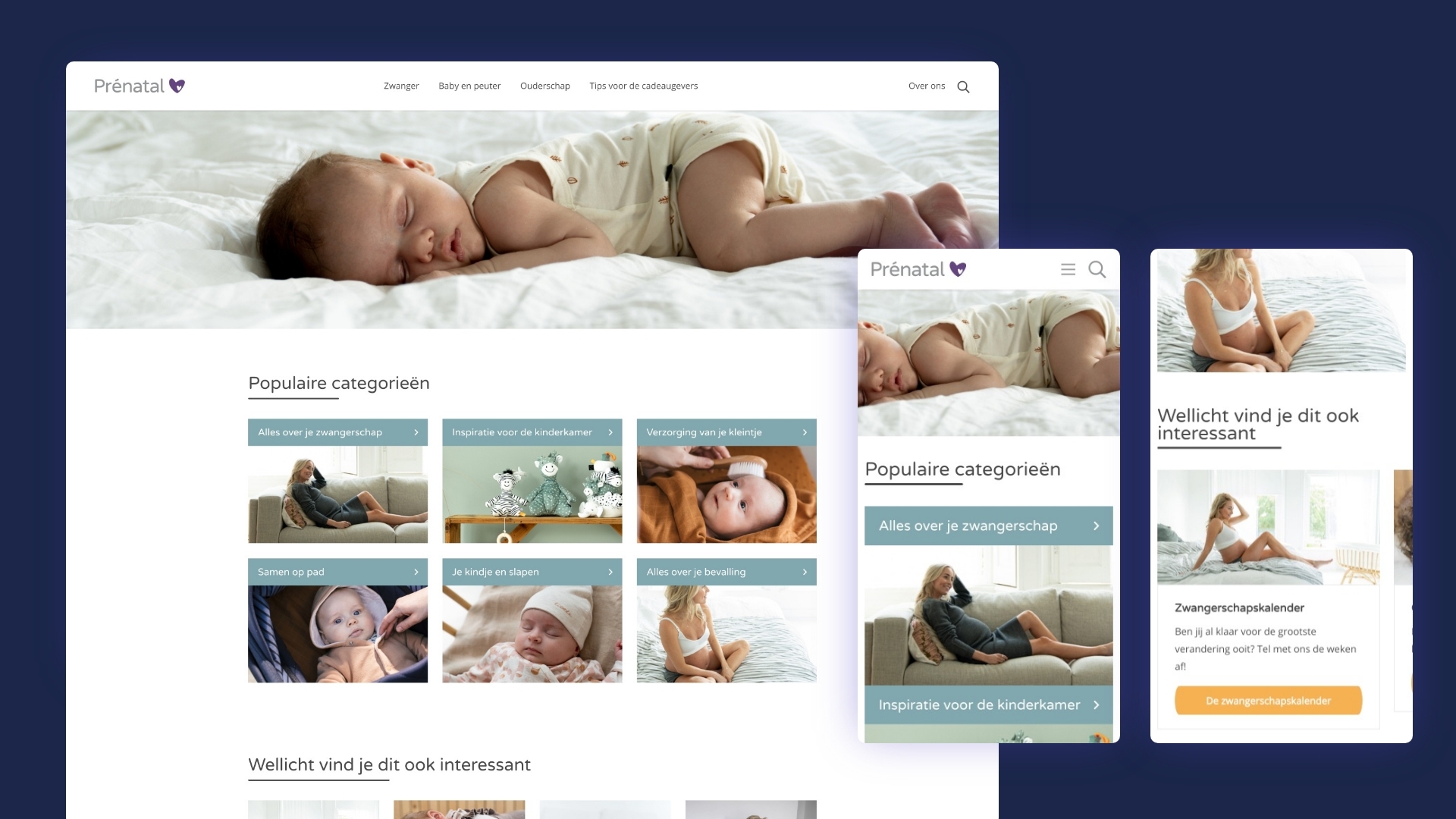 Prenatal Website mockups slide 1